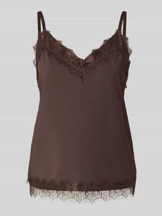 Freequent Regular Fit Top mit Spitzenbesatz Modell Bicco in Dunkelbraun, Gr&ouml;&szlig;e XXL