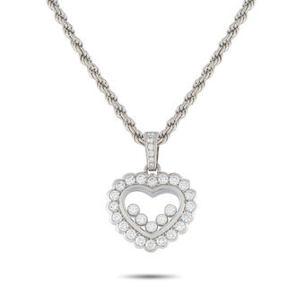 Chopard Happy Diamonds 18K White Gold 1.0ct Diamond Heart Pendant Necklace 5428