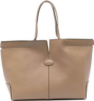 Tod's Beige Di Folio In Leather Medium Bag