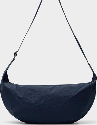 Simons Womens Crinkled fabric XL half-moon bag