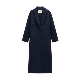 Kocca Mimmi Lange Jas - Dames - Mantels - Blauw - Maat: S Wol