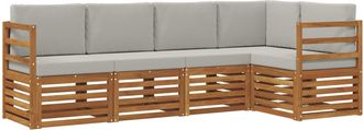 vidaXL Conjunto De Sof&aacute;s De Exterior 5 Uds. Gris Natural Y Claro Vidaxl