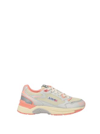 Autry Silver Peach Panelled Hyperway Low-Top Sneakers