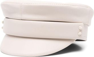 Ruslan Baginskiy Neutral Faux-Leather Baker Boy Cap - Womens - Polyester