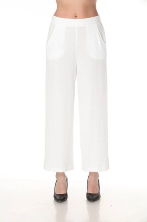 Joseph Ribkoff Textured Side Slit Wide Leg Pants In Off-White