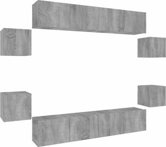 vidaXL Vidaxl - Set De Muebles Para Tv 8 Pzas Madera Contrachapada Gris Sonoma
