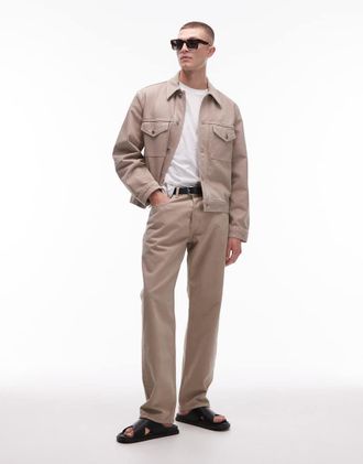 Arket Ocean loose fit jeans in beige pigment wash-Neutral