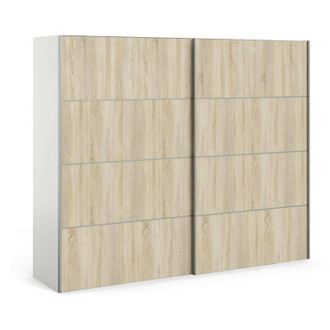 Dmora Dmora - Guardaroba 2 ante Avelengo, Mobile camera da letto, Cabina armadio portabiti, Armadio appendiabiti, 243x64 h202 cm, Quercia e Bianco
