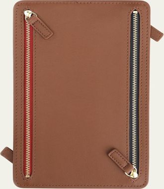 Royce Leather Monogrammed Leather RFID Blocking Foup Zip Travel Organizer