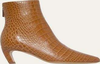 Gabriela Hearst Clayton Croc-Embossed Leather Ankle Boots