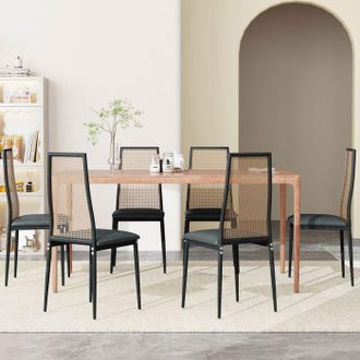 OEM Lote De 6 Sillas De Comedor De Metal Y Rat&aacute;n, Silla Tapizada Escandinava, Sillas De Jard&iacute;n, Para Sala, Dormitorio, Cocina, Balc&oacute;n