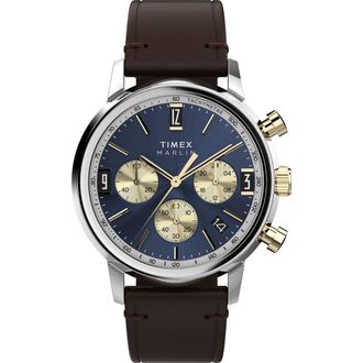 Timex Marlin Chronograph Leather Strap Watch, 40mm in Brown at Nordstrom