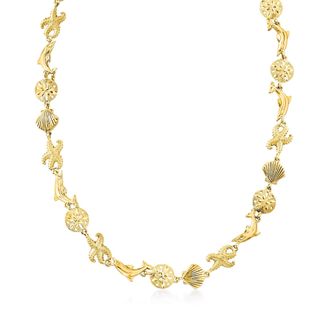 Ross-Simons 18kt Gold Over Sterling Silver Sea Life Link Necklace