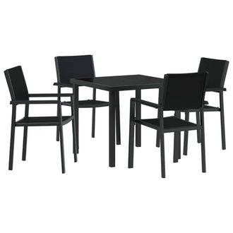 Berkfield Home 5 Piece Garden Dining Set Black Poly Rattan