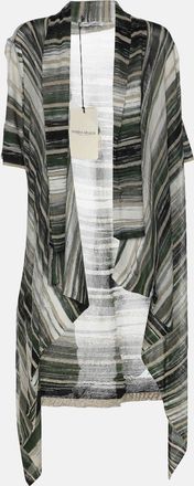 424 Marina Rinaldi Multicolor Stripe Stretch Lurex Knit Cardigan