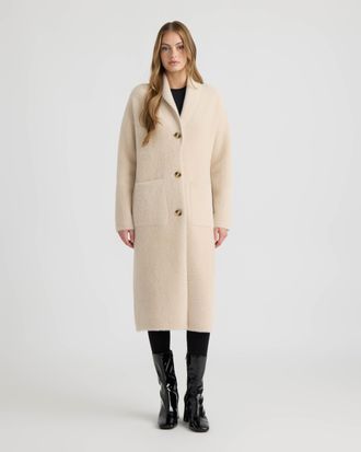 NVLT Womens Longline Oversize Coatigan with Shawl Collar