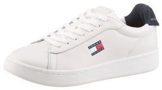 Tommy Jeans Plateausneaker TOMMY JEANS ARCHIVE 98, Damen, Gr. 35, bunt (wei&szlig;, dunkelblau), Nappaleder, Textil, unifarben mit Farbeins&auml;tzen, Basic, Schuhe Plateaus