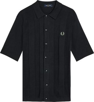 Fred Perry Logo-embroidered Fine-knit Cotton Shirt - Navy - XL