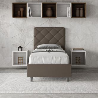 Itamoby Itamoby - Letto singolo contenitore imbottito 80x190 similpelle cappuccino Priya