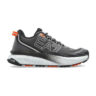 Emporio Armani Sportschoenen met logo - Heren - Sneakers - Zwart - 40 EU - Leer - Schoenen