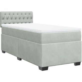 vidaXL Box Spring Bed with Mattress Light Grey 90x190 cm Velvet Vidaxl