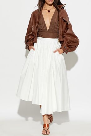 Zimmermann Leather Jacket With A Stand-up Collar, Womens, Brown