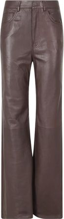 Rotate Rechte Lederbroek - Dames - Leren Broeken - Bruin - XS - Leer - Broeken