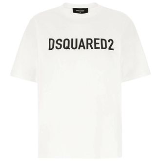 Dsquared2 Womens Bold Logo Loose Fit White T-shirt Cotton - Size X-Small