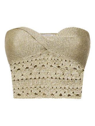 Simona Corsellini metallic crochet top - Yellow
