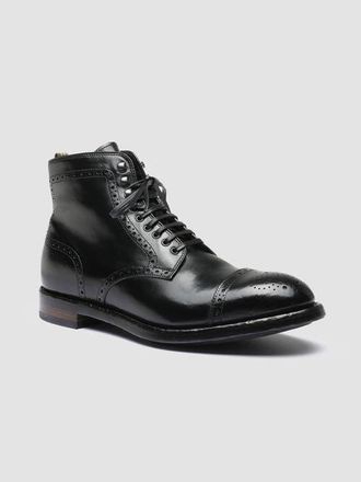Officine Creative Temple 004 Black Leather Ankle Boot at Nordstrom, Size 45