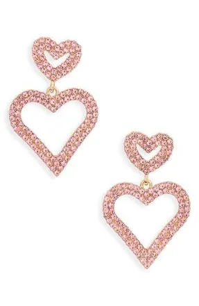 Leith Valentines Day Heart Drop Earrings in Pink- Gold at Nordstrom Rack
