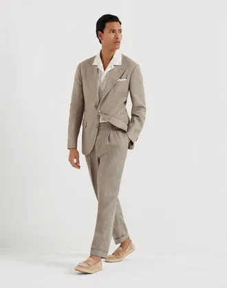 Brunello Cucinelli Mens Sage Linen Suit, Size 46