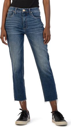 Kut from the Kloth Rachael Fab Ab High Waist Raw Hem Crop Mom Jeans in Explore at Nordstrom Rack, Size 18 (Similar To 14W)