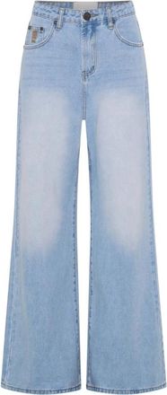 One Teaspoon Love Machines Mid Waist Super Wide Leg Denim Jeans - Dames - Loose Fit Jeans - Blauw - W26 - Denim - Jeans