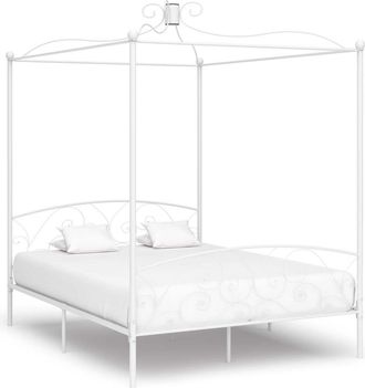 vidaXL Estructura De Cama Con Dosel Sin Colch&oacute;n Metal Blanco 180x200cm Vidaxl