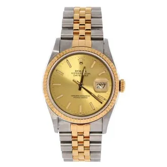 Rolex Oyster Perpetual Datejust Automatic Watch Stainless Steel and Yellow Gold 36 in Metallic Silver at Nordstrom