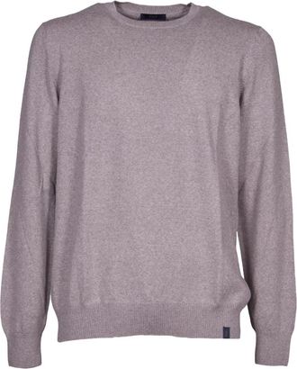 Fay Luxe Bruine Truien - Heren - Ronde hals truien - Bruin - 2XL - Wol - Truien & Vesten