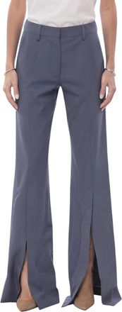 Off-white Blue Flared Flat Front Pants