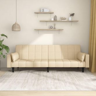 vidaXL Vidaxl - Sof&aacute; Cama De 2 Plazas Con Dos Almohadas Tela Color Crema