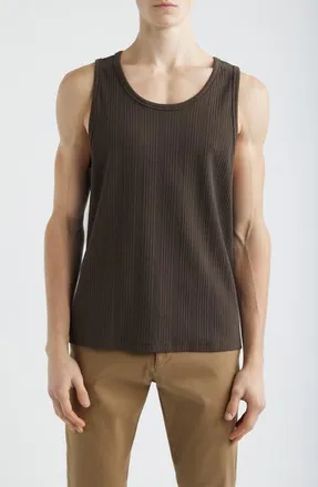 Madewell Textured Rib Tank in Chocolate at Nordstrom, Size X-Large