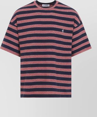 Jil Sander striped embroidered cotton t-shirt
