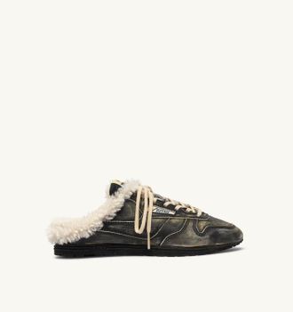 Autry SNEAKERS WINDSPIN MULE SUPER VINTAGE IN PELLE NERO E NATUR