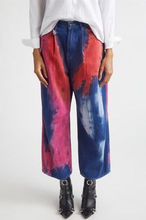 R13 Pleated Crop Wide Leg Jeans in Blaze Rose at Nordstrom, Size 26
