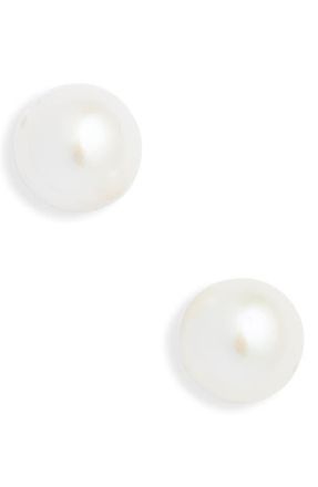 Nordstrom Freshwater Pearl Stud Earrings in 14K White Gold/pearl at Nordstrom, Size 6 Mm