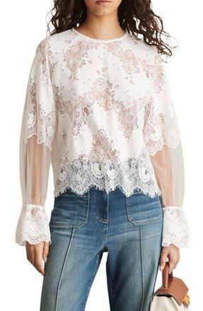 Reiss Emilia Guipure Lace Top in Ivory at Nordstrom Rack, Size 14