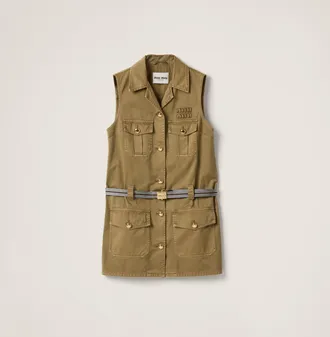 Miu Miu Garment-dyed cotton satin dress