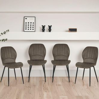 Outdoor Living Jaydn Distressed Leather Comfort Dining Chairs - Set of 4 in Grey