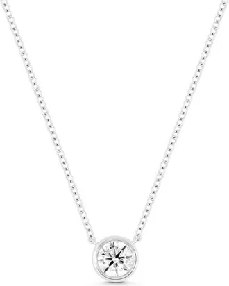Bony Levy Monaco Diamond Solitaire Pendant Necklace in 18K White Gold/diamond at Nordstrom, Size 18