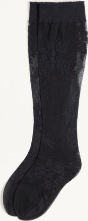 Valentino Calze Gambaletto In Lycra Floreale Donna NERO L/X