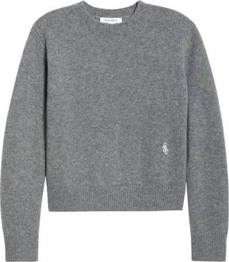 Sporty & Rich Embroidered Logo Cashmere & Wool Sweater in Cool Gray at Nordstrom, Size X-Small